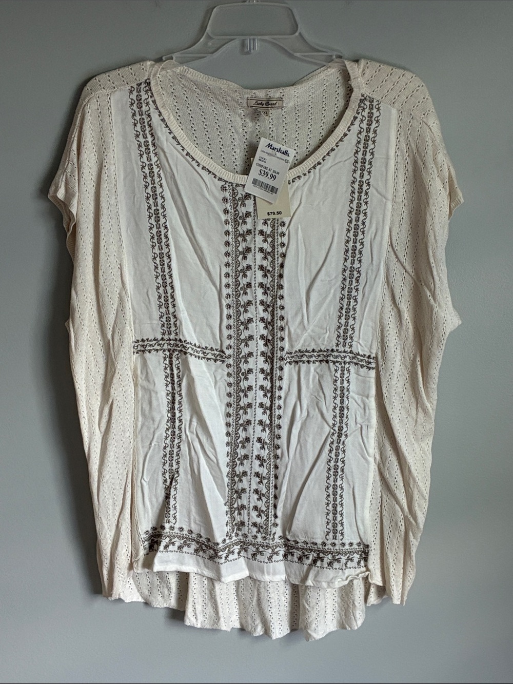 Embroidered Cream Women's Boho Top